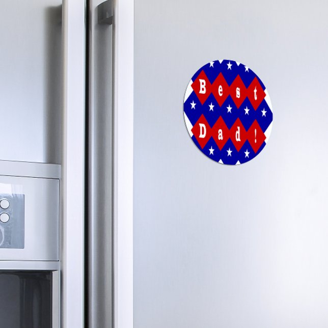 Aimant Meilleur papa Stars & Diamonds Typographie Rouge & (Créateur téléchargé)