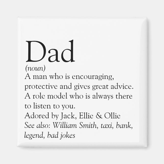 Aimant Meilleur Père, Papa, Papa, Père Définition (Devant)