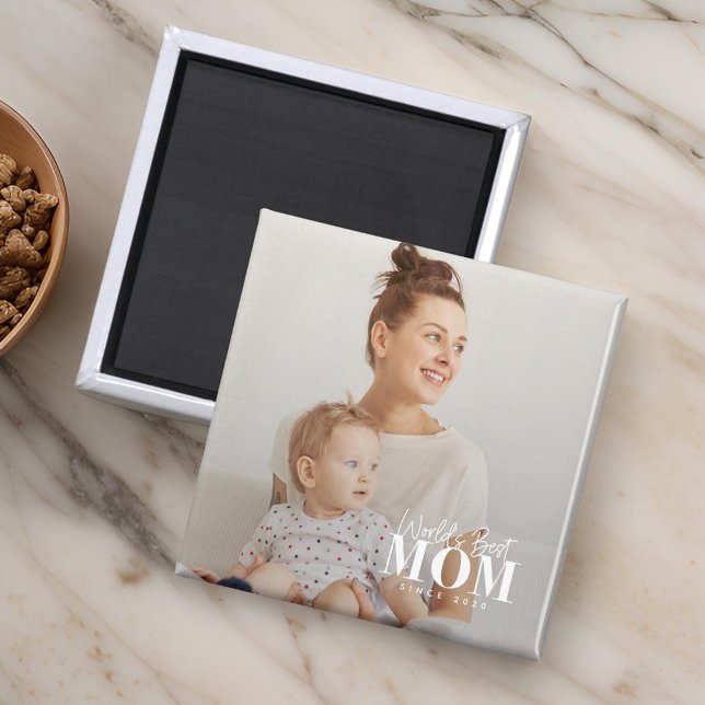 Aimant Meilleure maman du monde depuis 20XX Photo moderne (Créateur téléchargé)