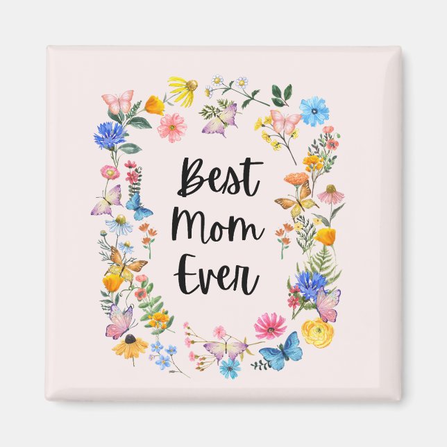 Aimant Meilleure Maman Jamais Joli Fleurs sauvages Boho F (Devant)