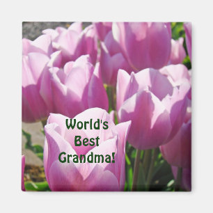 Aimant Meilleure Mamie du monde ! cadeaux boutons Tulipes