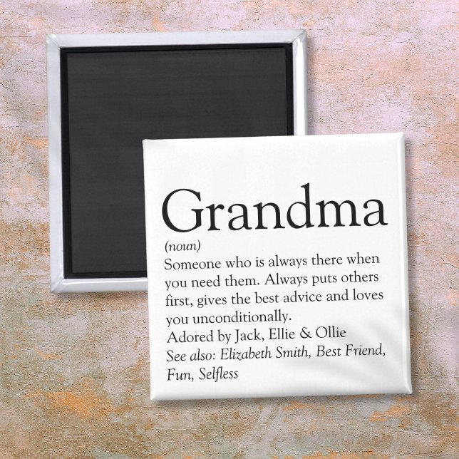Aimant Meilleure Mamie du Monde, Définition de Grand-mère (World's Best Ever Grandma, Grandmother Definition Magnet)