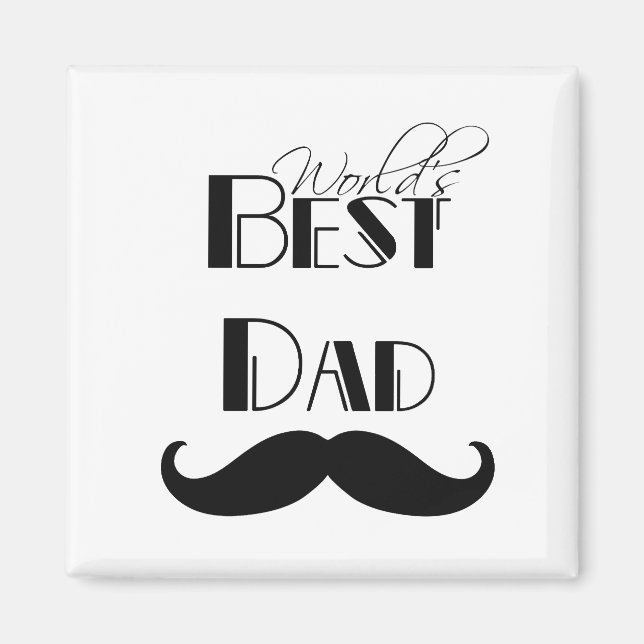 Aimant Meilleure moustache papa du monde (Devant)