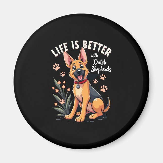 Aimant Meilleure vie avec Dutch Shepherd Débardeur (Devant)