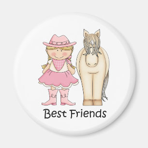 Aimant Meilleurs amis - Blond Cowgirl et Cheval