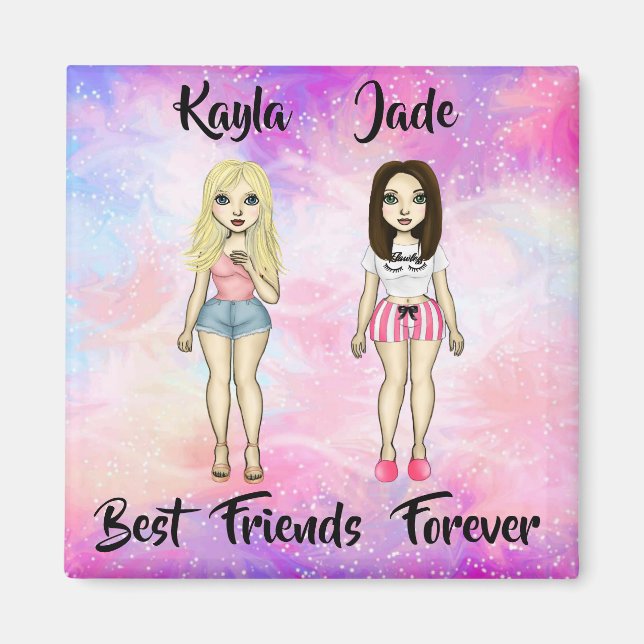 Aimant Meilleurs amis Forever Blonde et Brunette Custom (Devant)
