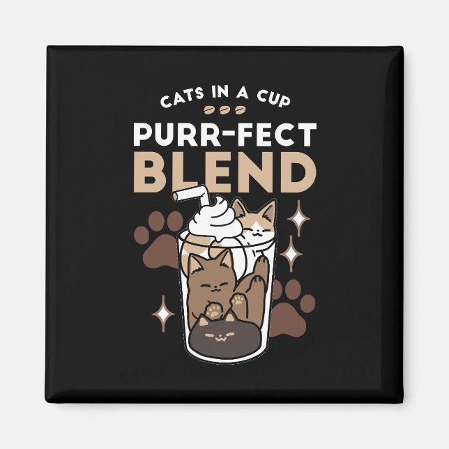 Aimant Mélange Purr-Fect : Conception de café pour le caf (Devant)