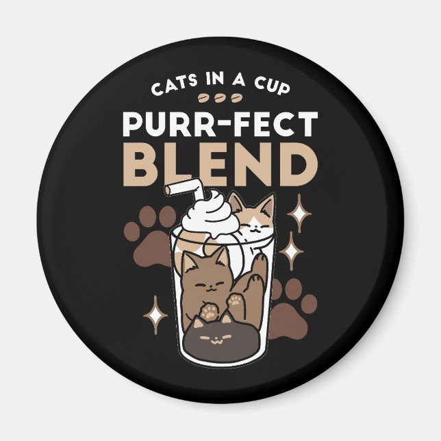 Aimant Mélange Purr-Fect : Conception de café pour le caf (Devant)