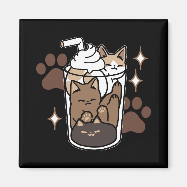 Aimant Mélange Purr-Fect : Conception de café pour le caf (Devant)