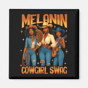 Aimant Mélanine Cowgirl Magique Occidentale Juneteenth Bl