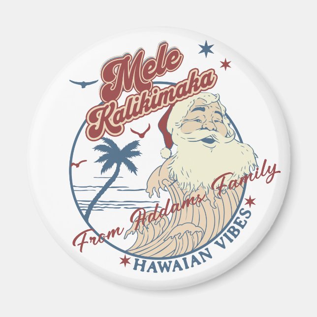 Aimant Mele Kalikimaka Joyeux Noël Père Noël Hawaiian (Devant)