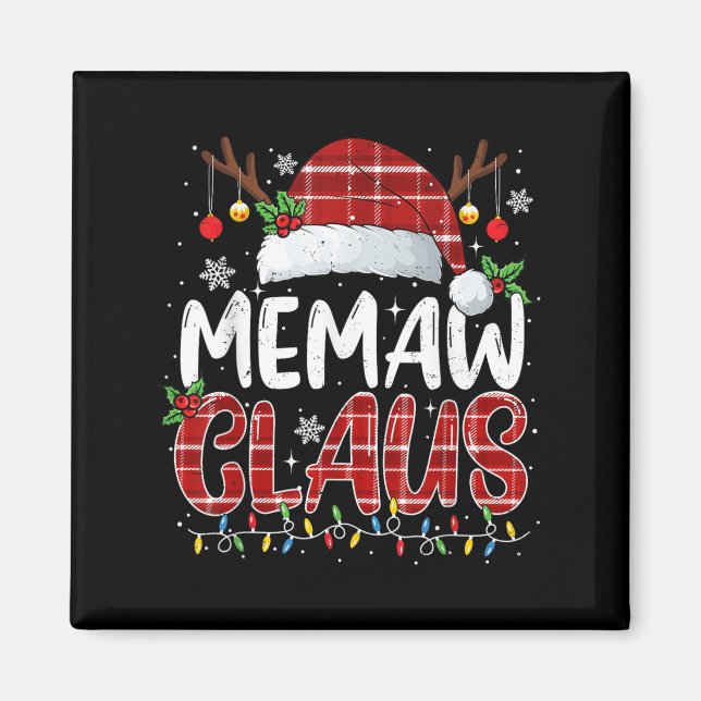 Aimant Memaw Claus Lumières de Noël Pyjama Famille Matchi (Devant)