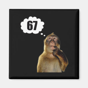 Aimant Mème de singe drôle qui pense six sept 6 7 Mème