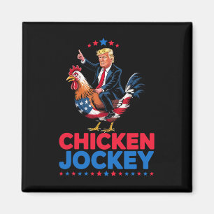 Aimant Mème drôle de Jockey de Poule Trump 