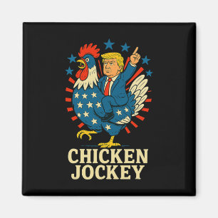 Aimant Mème drôle de Jockey de poulet Trump 