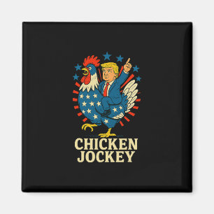 Aimant Mème drôle de jockey de poulet Trump 