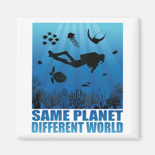 Aimant Même Planète Différents Monde Plongeur Scuba Diver