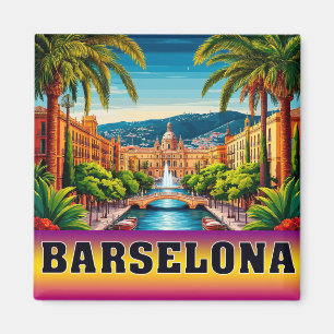 Aimant 🧲 Mémoire de vacances à la plage de Barcelone Esp