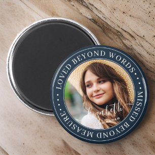 Aimant Memorial Love Beyond Words Élégant Photo Chic