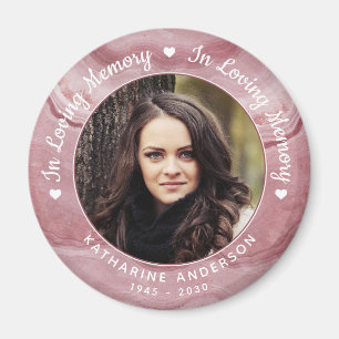 Aimant Memorial Love Mémoire Rose Quartz Photo Funéraille