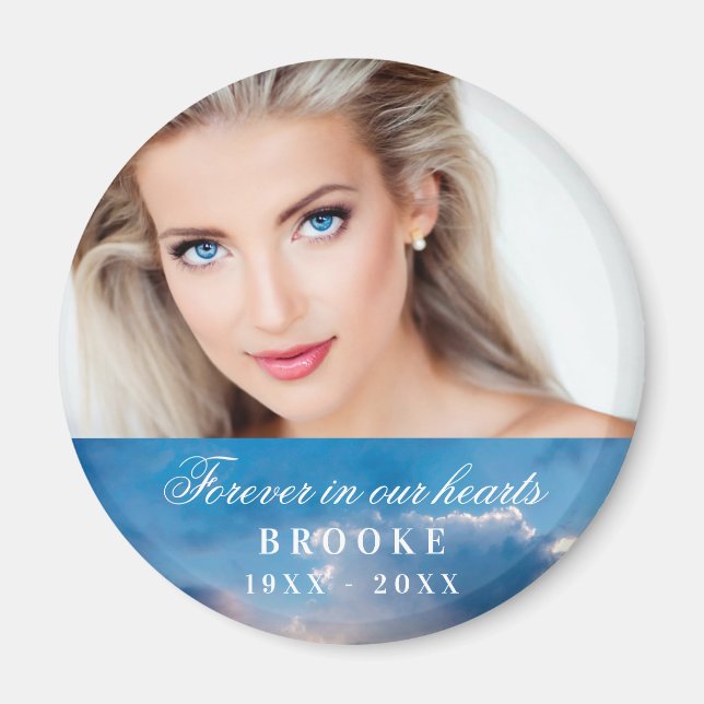 Aimant Mémorial pour toujours dans nos coeurs photo ciel  (Devant)