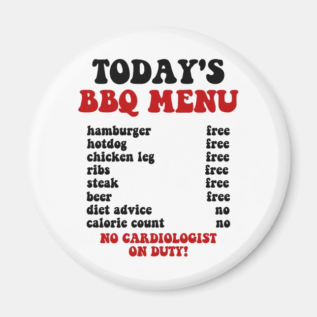 Aimant Menu Drôle Barbecue (Devant)