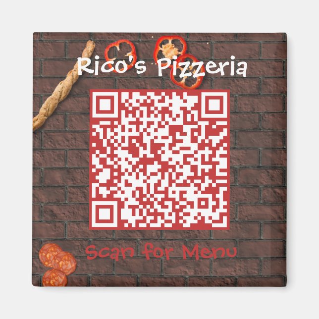 Aimant Menu Pizzeria personnalisé Code QR (Devant)