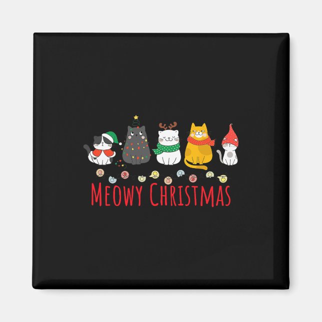 Aimant Meowa Catmas Cute Kitten Chat Santa Hat Noël Vacan (Devant)