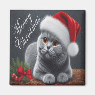 Aimant MeowChristmas British Shorthair Père Noël Cat