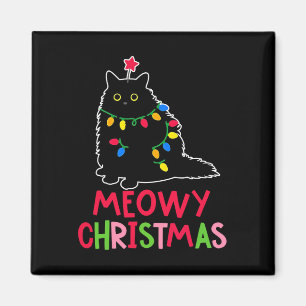 Aimant Meowe Noël Noël Lumières Chat noir Pyjamas Fami