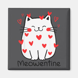 Aimant Meowentine Chat Mignon Saint-Valentin Cœur Meow