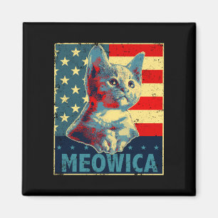 Aimant Meowica chat 4 juillet drapeau américain patriotiq