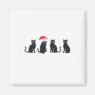 Aimant Meowys Noël Chat Noir Chapeaux de Père Noël Présen