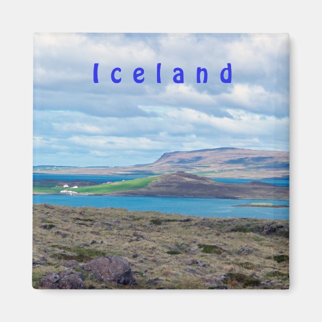Aimant Mer du matin islandais avec fermes dans un fjord (Devant)