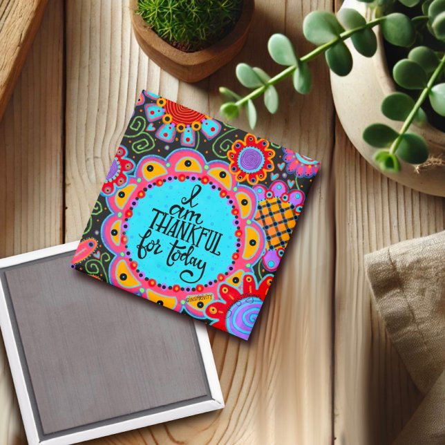 Aimant Merci Aujourd'hui amusant coloré tendance Inspiran (Créateur téléchargé)