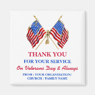 Aimant Merci aux vétérans Drapeau vintage patriotique USA