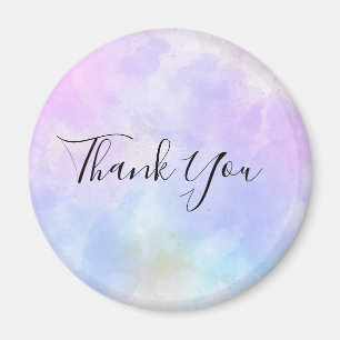 Aimant Merci d'aquarelle bleu violet élégant