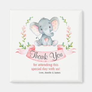 Aimant Merci de fille d'éléphant d'aquarelle