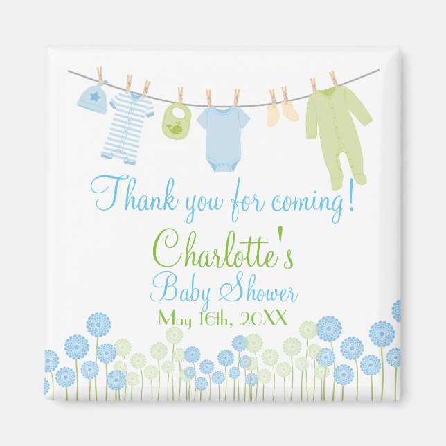 Aimant Merci D'Être Venu ! Baby shower de petits vêtement (Devant)