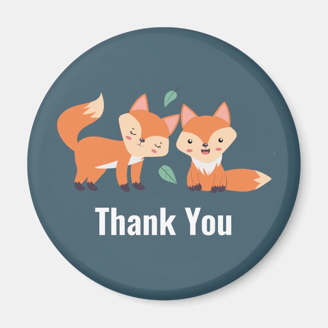 Aimant Merci d'illustration graphique de renards orange m (Devant)