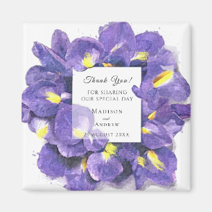 Aimant Merci Floral D'Aquarelle Des Irises Violets