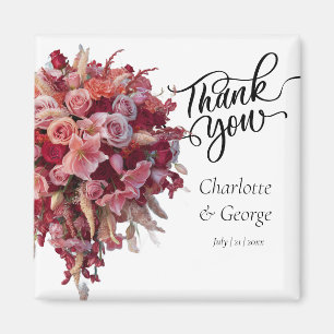 Aimant Merci Mariage Bouquet Fleur Mariage Faveur