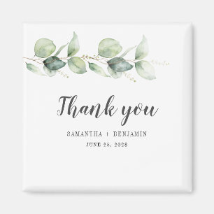 Aimant Merci Mariage d'aquarelle de l'Eucalyptus botaniqu