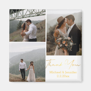 Aimant merci, mariage d'écriture dorée 3 photos