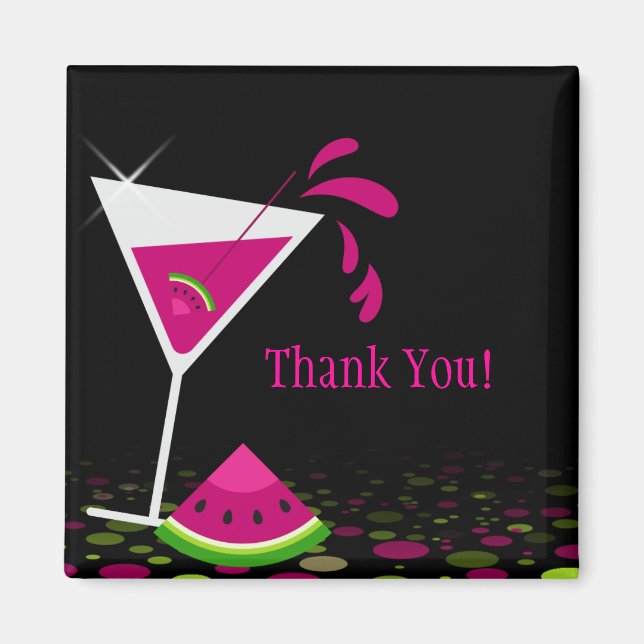 Aimant Merci martini à la pastèque rose (Devant)