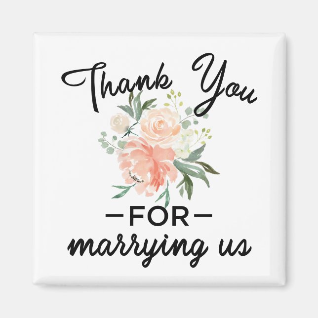 Aimant Merci officiel Mariage floral (Devant)
