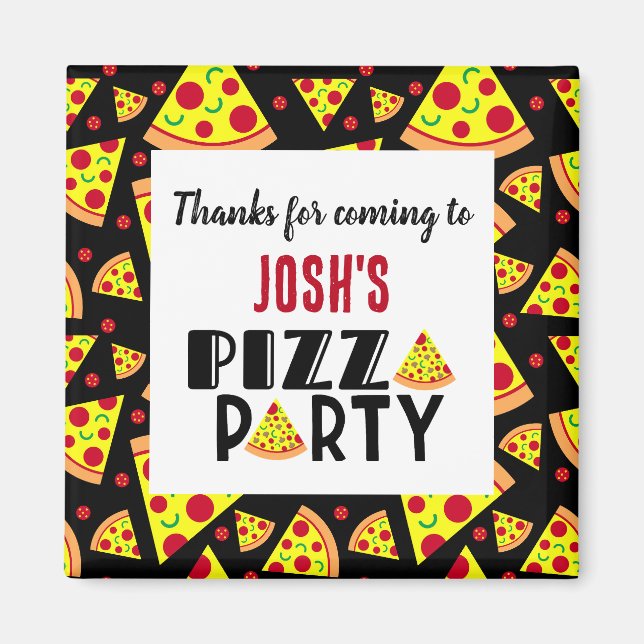 Aimant Merci pour les enfants à venir Pizza fête d'annive (Devant)