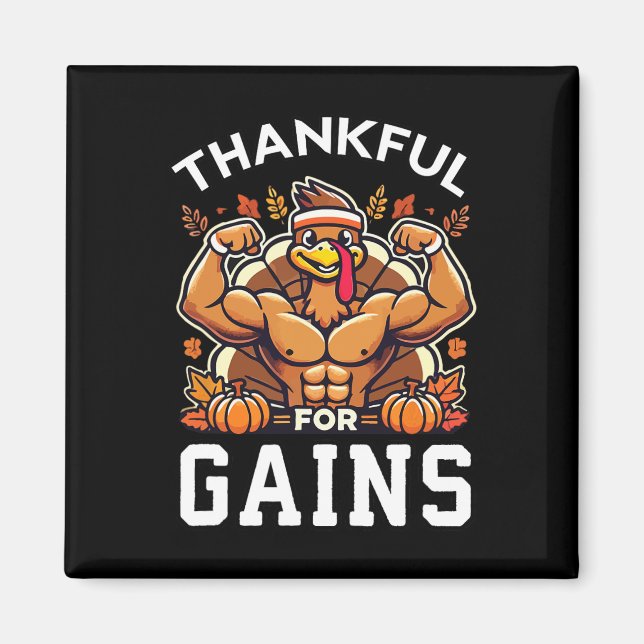 Aimant Merci Pour Les Gains - Thanksgiving Funny Gym Work (Devant)