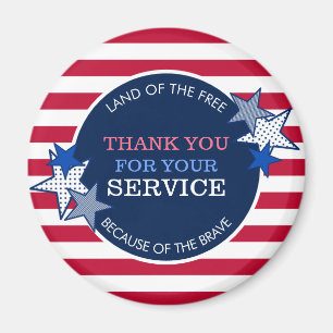 Aimant Merci pour vos vétérans de service Stars Stripes