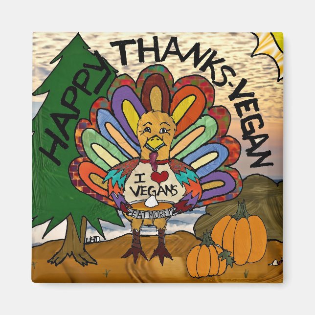 Aimant Merci Vegan Thanksgiving Turquie (Devant)